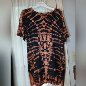 Tie-Dye‎ Black and Brown T-Shirt. Mens MEDIUM. Distressed